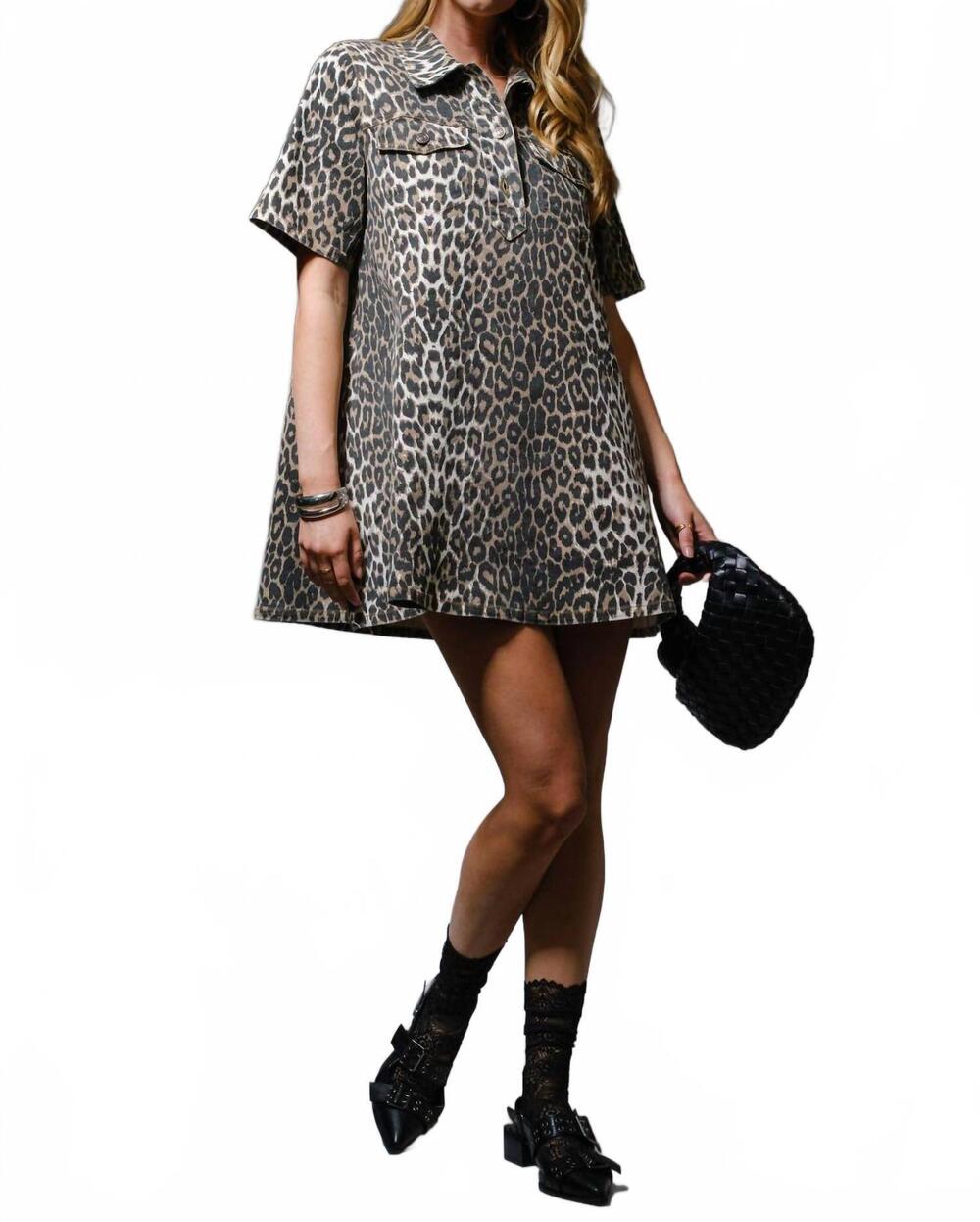 NEW BLUE B ida mae print dress in leopard